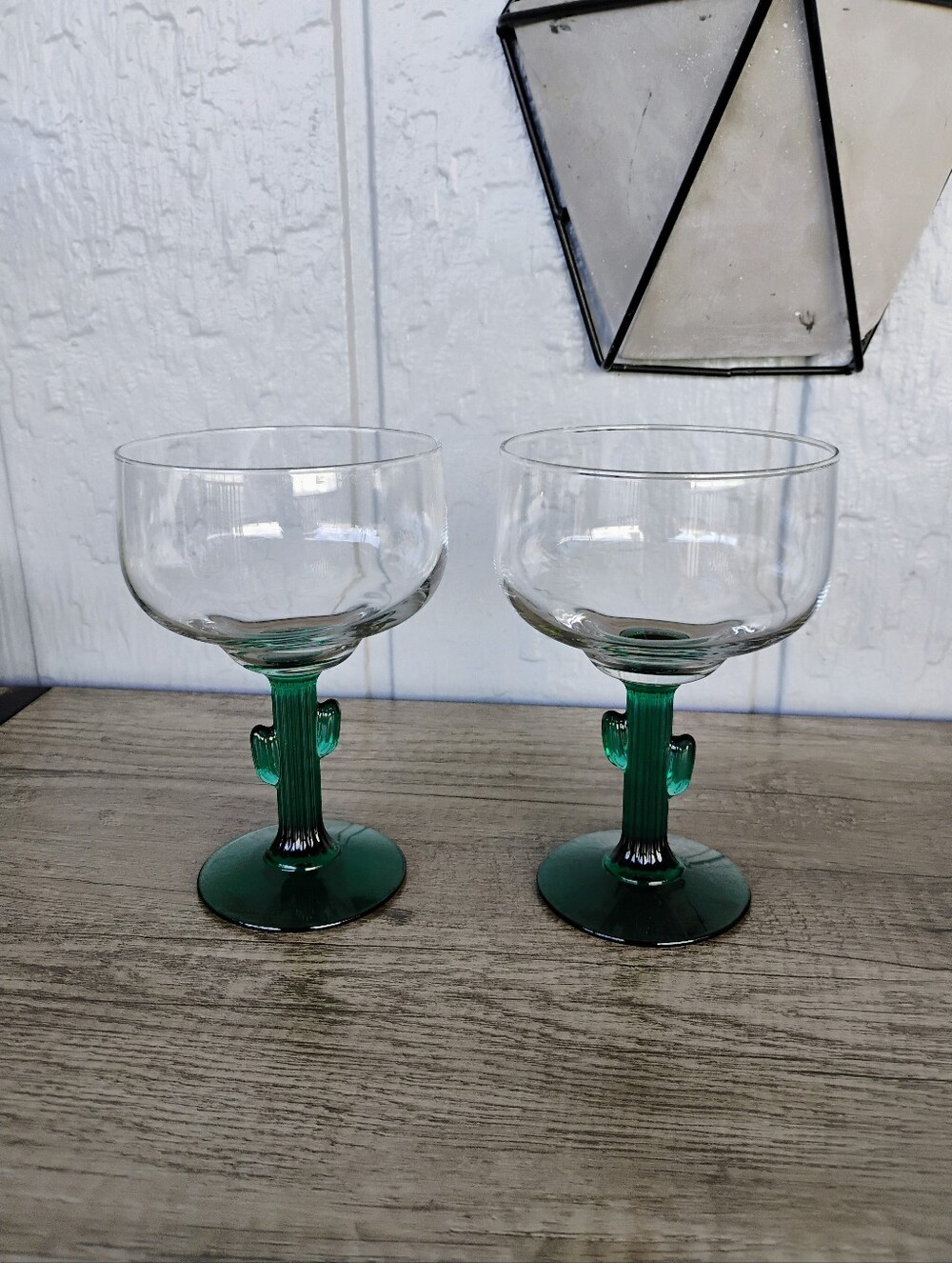 Set of 2 Green Cactus Stem Cocktail Glasses